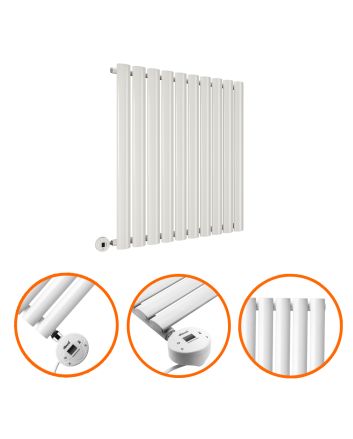 635 x 595mm Electric White Single Oval Panel Horizontal Radiator