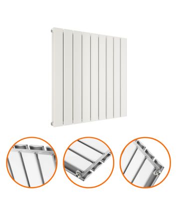 635 x 630mm White Double Flat Panel Horizontal Radiator 