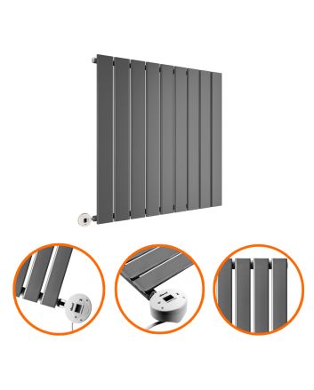 635 x 630mm Electric Anthracite Single Flat Panel Horizontal Radiator