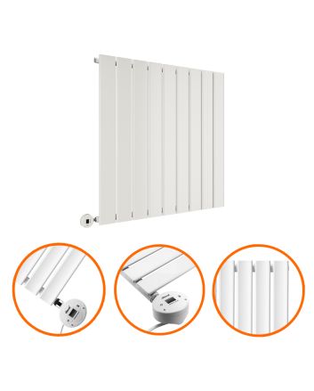635 x 630mm Electric White Single Flat Panel Horizontal Radiator