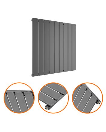 635 x 630mm Anthracite Single Flat Panel Horizontal Radiator 