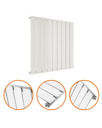 635 x 630mm White Single Flat Panel Horizontal Radiator 