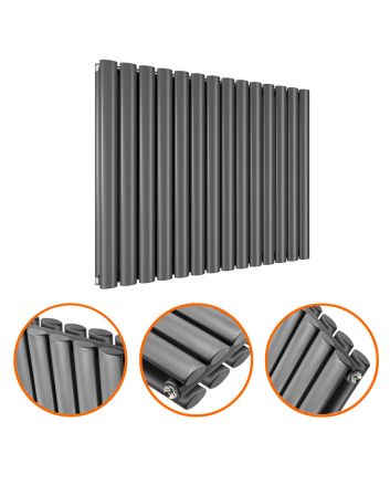 635 x 834mm Anthracite Double Oval Tube Horizontal Radiator 