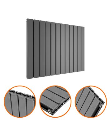 635 x 840mm Anthracite Double Flat Panel Horizontal Radiator 