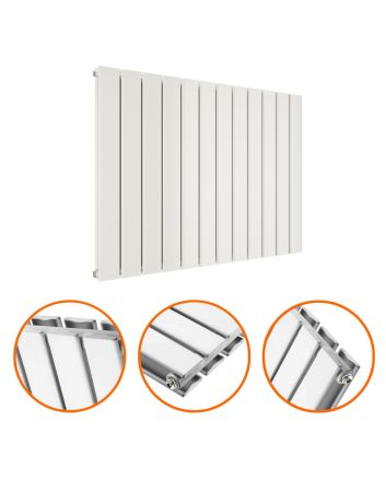 635 x 840mm White Double Flat Panel Horizontal Radiator 