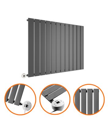 635 x 840mm Electric Anthracite Single Flat Panel Horizontal Radiator