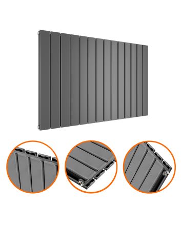 635 x 980mm Anthracite Double Flat Panel Horizontal Radiator 