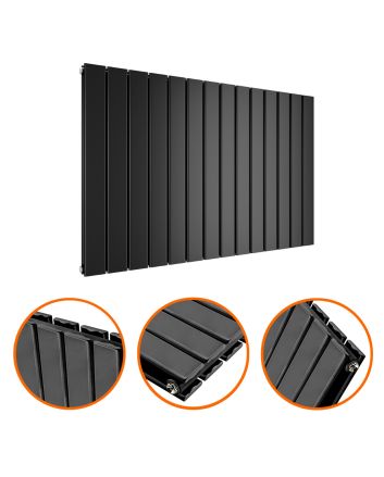 635 x 980mm Black Double Flat Panel Horizontal Radiator 