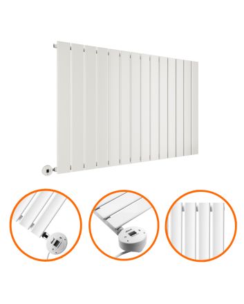 635 x 980mm Electric White Single Flat Panel Horizontal Radiator