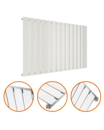 635 x 980mm White Single Flat Panel Horizontal Radiator 