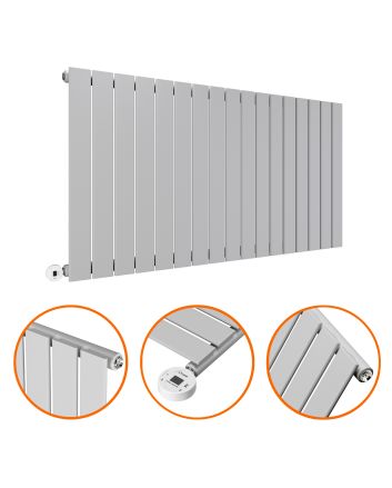 635 x 1190mm Electric Feather Grey Single Flat Panel Horizontal Radiator