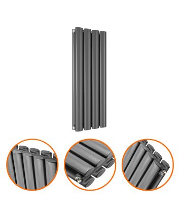 635 x 236mm Anthracite Double Oval Tube Horizontal Radiator 