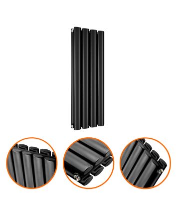 635 x 236mm Black Double Oval Tube Horizontal Radiator 