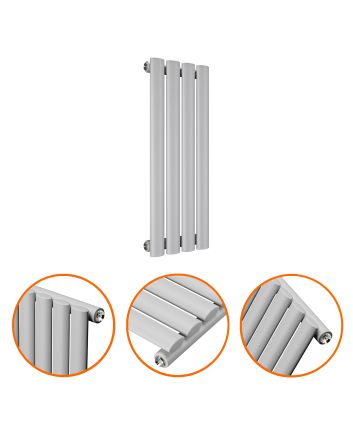 635 x 236mm Feather Grey Single Oval Tube Horizontal Radiator 