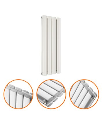 635 x 236mm White Double Oval Tube Horizontal Radiator 