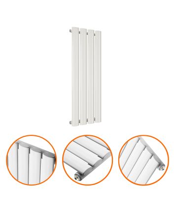 635 x 236mm White Single Oval Tube Horizontal Radiator 