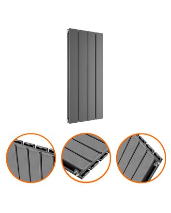 635 x 280mm Anthracite Double Flat Panel Horizontal Radiator 