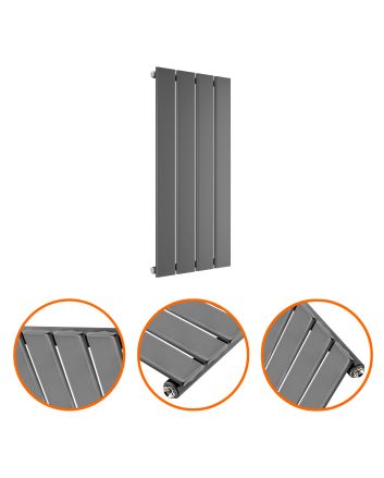635 x 280mm Anthracite Single Flat Panel Horizontal Radiator 