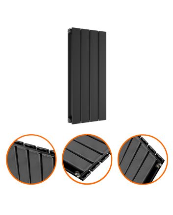 635 x 280mm Black Double Flat Panel Horizontal Radiator 