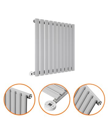 635 x 595mm Electric Feather Grey Single Oval Panel Horizontal Radiator
