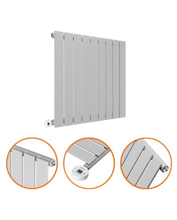 635 x 630mm Electric Feather Grey Single Flat Panel Horizontal Radiator