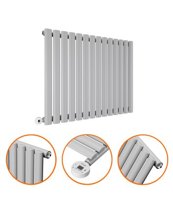 635 x 834mm Electric Feather Grey Single Oval Panel Horizontal Radiator