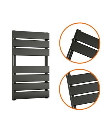 650 x 400mm Black Heated Towel Rail, Bathroom Radiator
