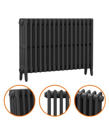 660 x 1010mm Black Traditional 4 Column Cast Iron Radiator