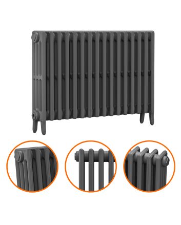 660 x 1010mm Grey Traditional 4 Column Cast Iron Radiator