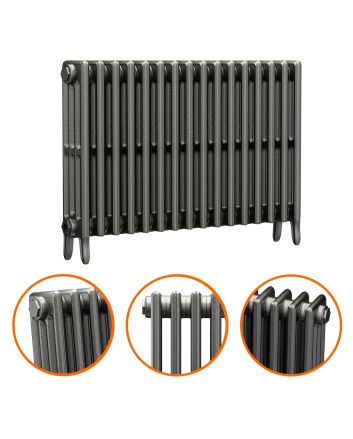 660 x 1010mm Raw Metal Traditional 4 Column Cast Iron Radiator
