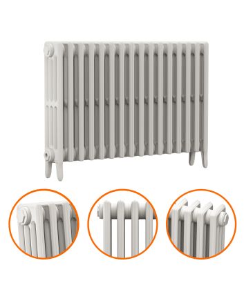 660 x 1010mm White Traditional 4 Column Cast Iron Radiator