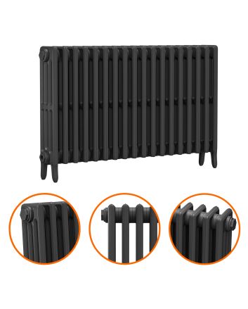 660 x 1130mm Black Traditional 4 Column Cast Iron Radiator