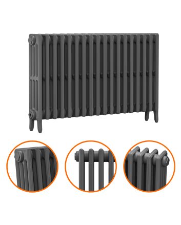 660 x 1130mm Grey Traditional 4 Column Cast Iron Radiator