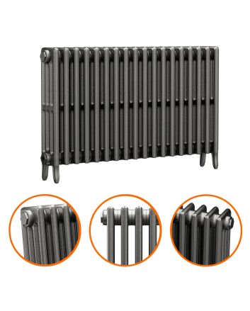 660 x 1130mm Raw Metal Traditional 4 Column Cast Iron Radiator