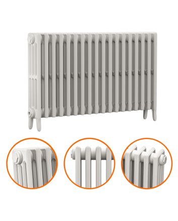 660 x 1130mm White Traditional 4 Column Cast Iron Radiator