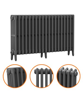 660 x 1190mm Grey Traditional 4 Column Cast Iron Radiator