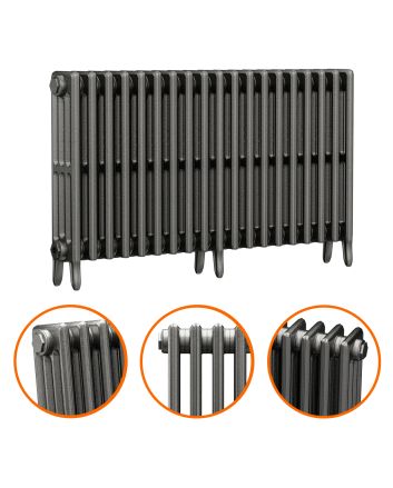 660 x 1190mm Raw Metal Traditional 4 Column Cast Iron Radiator