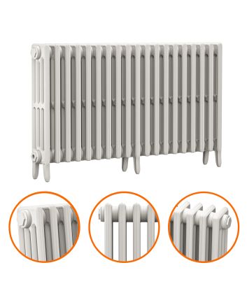 660 x 1190mm White Traditional 4 Column Cast Iron Radiator