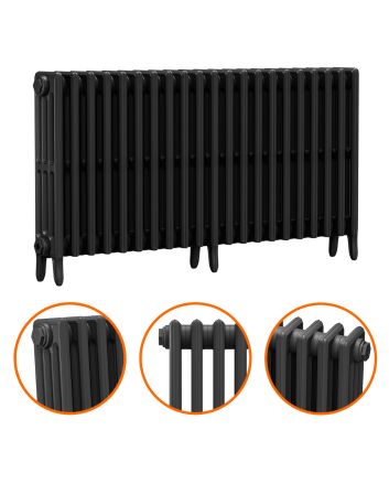 660 x 1310mm Black Traditional 4 Column Cast Iron Radiator