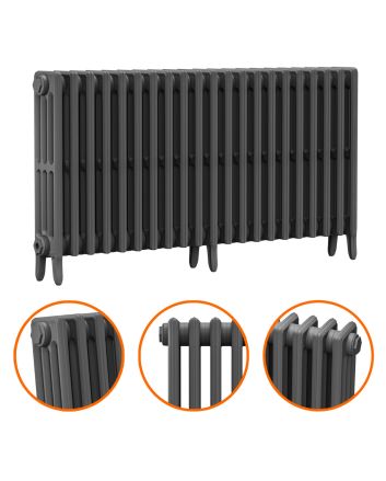 660 x 1310mm Grey Traditional 4 Column Cast Iron Radiator