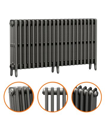660 x 1310mm Raw Metal Traditional 4 Column Cast Iron Radiator