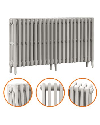 660 x 1310mm White Traditional 4 Column Cast Iron Radiator