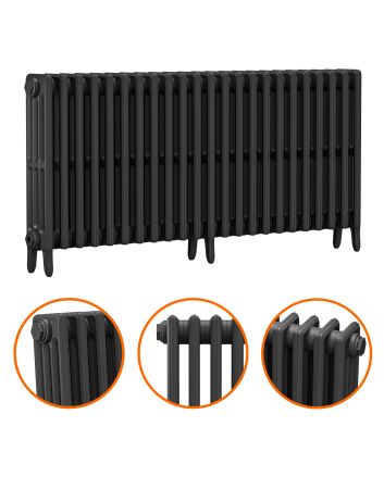 660 x 1430mm Black Traditional 4 Column Cast Iron Radiator
