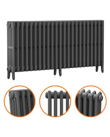 660 x 1430mm Grey Traditional 4 Column Cast Iron Radiator