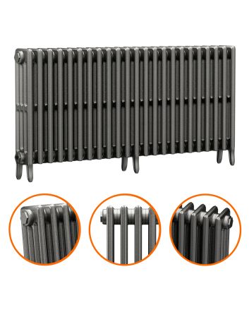 660 x 1430mm Raw Metal Traditional 4 Column Cast Iron Radiator