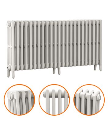 660 x 1430mm White Traditional 4 Column Cast Iron Radiator