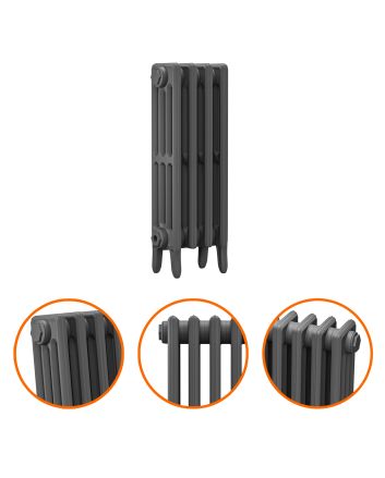 660 x 290mm Grey Traditional 4 Column Cast Iron Radiator