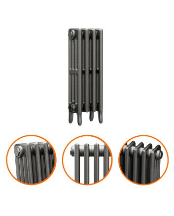660 x 290mm Raw Metal Traditional 4 Column Cast Iron Radiator