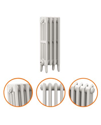 660 x 290mm White Traditional 4 Column Cast Iron Radiator