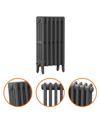 660 x 410mm Grey Traditional 4 Column Cast Iron Radiator